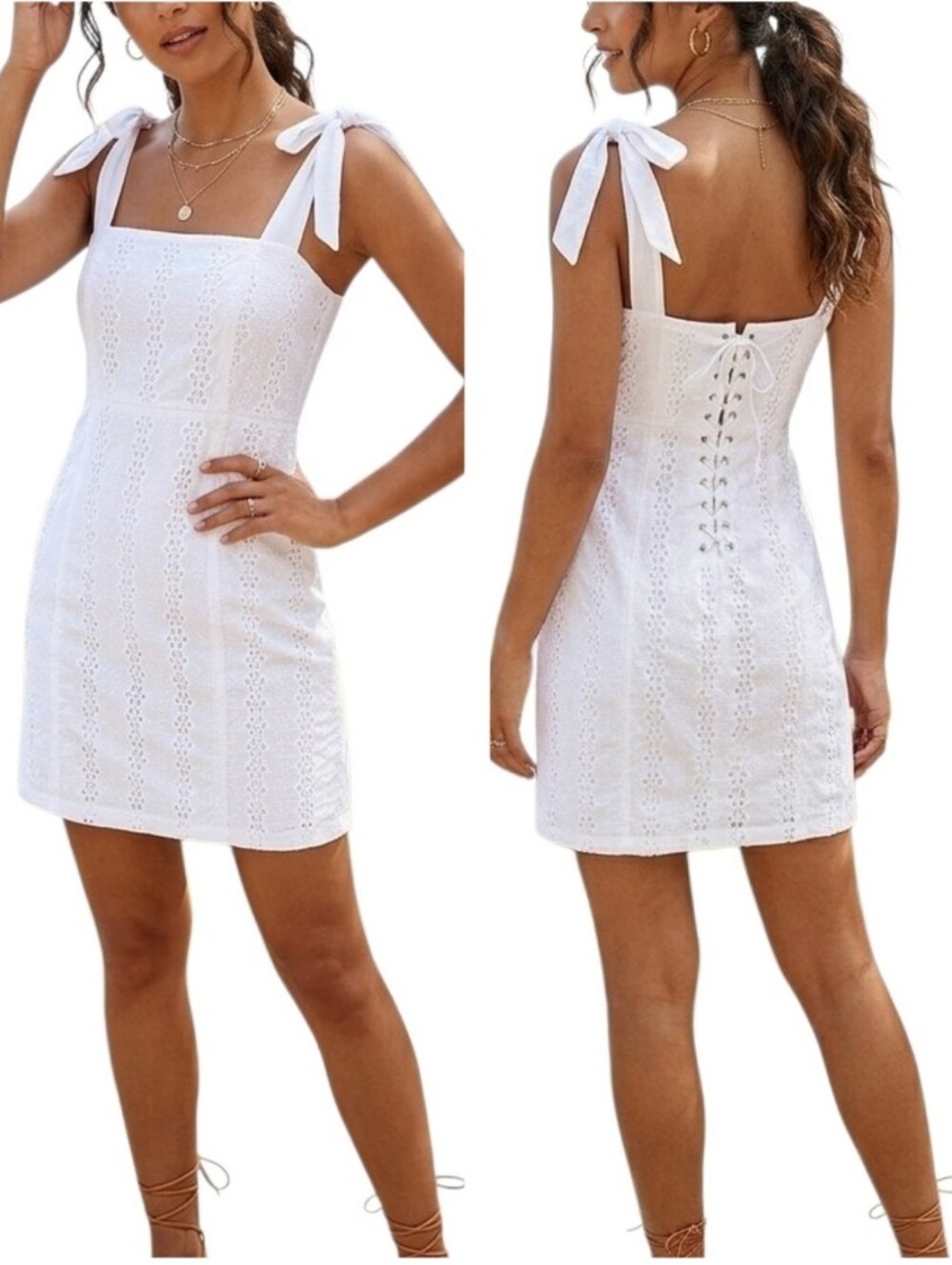 Bardot Verona White Eyelet Corset Lace Mini Dress Womens Size 6